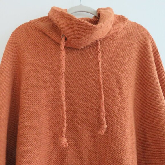 FREE PEOPLE Zoe Oversized Cowl Neck Pullover Gauze Trim Burnt Orange - Size M - Picture 7 of 16